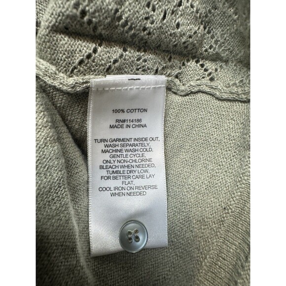 Frye Women's Pointelle Long Sleeve Button-Up Cardigan, Sea Grass Green XL New - Picture 6 of 11
